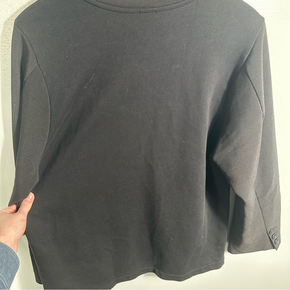 Zara Black Three-Button Long Sleeve Blouse Top Size Medium Minimalist Office - Picture 7 of 14